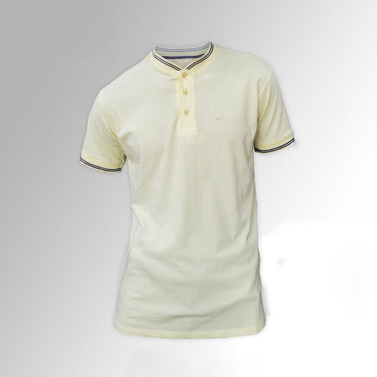 MEN TENDER YELLOW HENLEY T-SHIRT