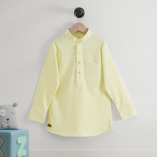 KIDS TENDAR YELLOW HENLEY KURTI FULL SLEEVE