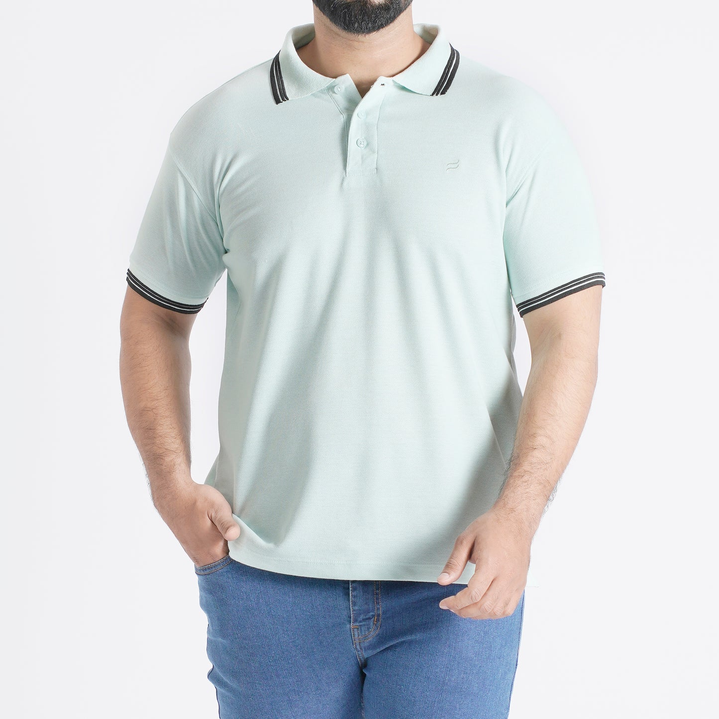 Men Polo T-Shirt Regular Fit Aqua - Refresh your style with casual comfort in a soothing aqua shade