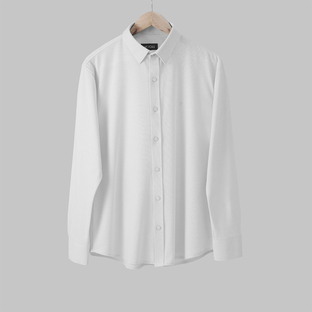 Tab Collar Men's Button-Up Shirt - Contemporary Style for Versatile Occasions - Breathable Knitted Textured Fabric - Shop Now!