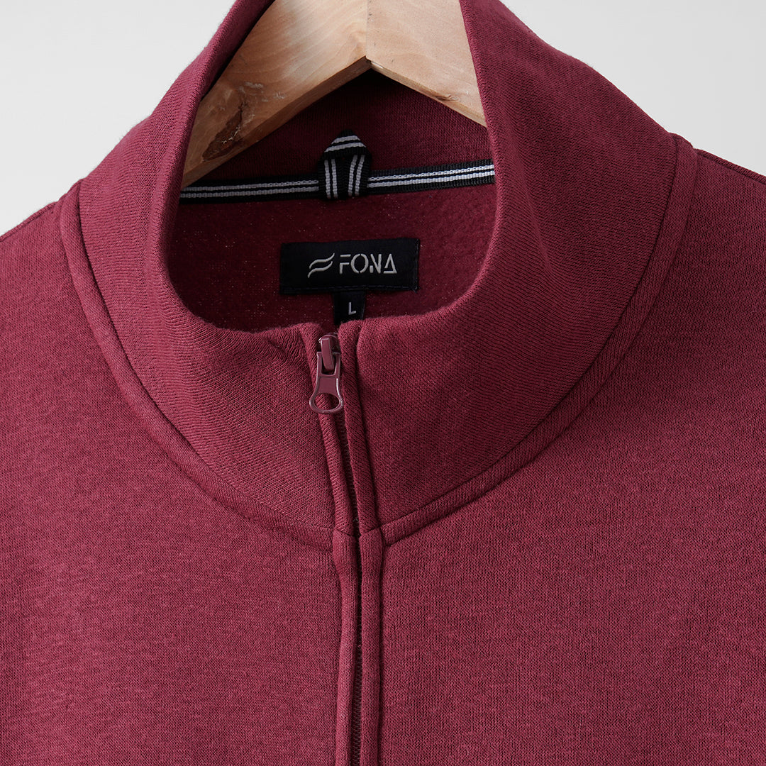 Men’s Sweatshirts and Hoodies: Maroon Zipper Mock Neck - Modern Men's Apparel - Budget-Friendly Hoodies Online