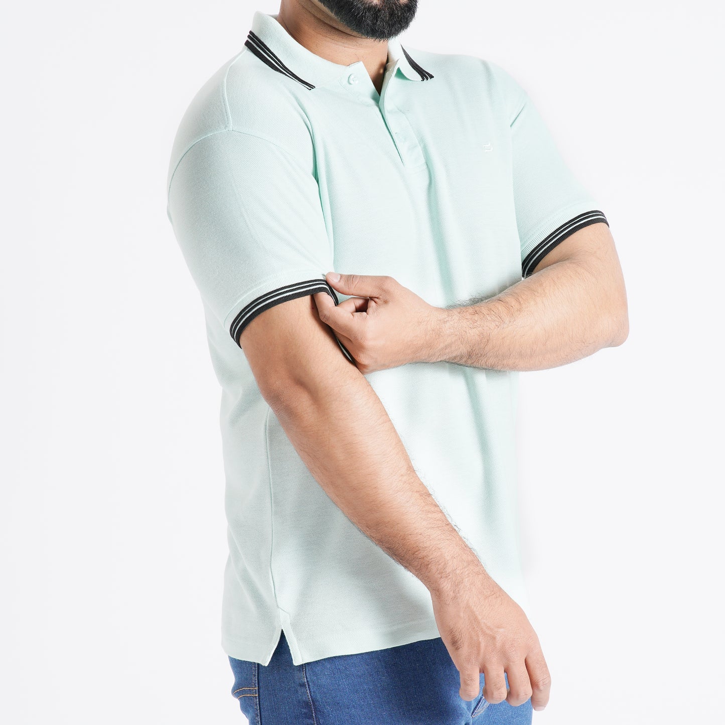 Men Polo T-Shirt Regular Fit Aqua - Refresh your style with casual comfort in a soothing aqua shade