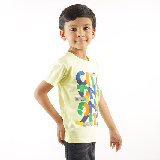 KID'S CHIC LIME ABSTRACT MULTI CUTTING PRINT T-SHIRT