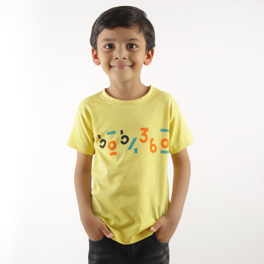 KID'S DUSTY YELLOW ABSTRACT BOB 360 PRINT T-SHIRT