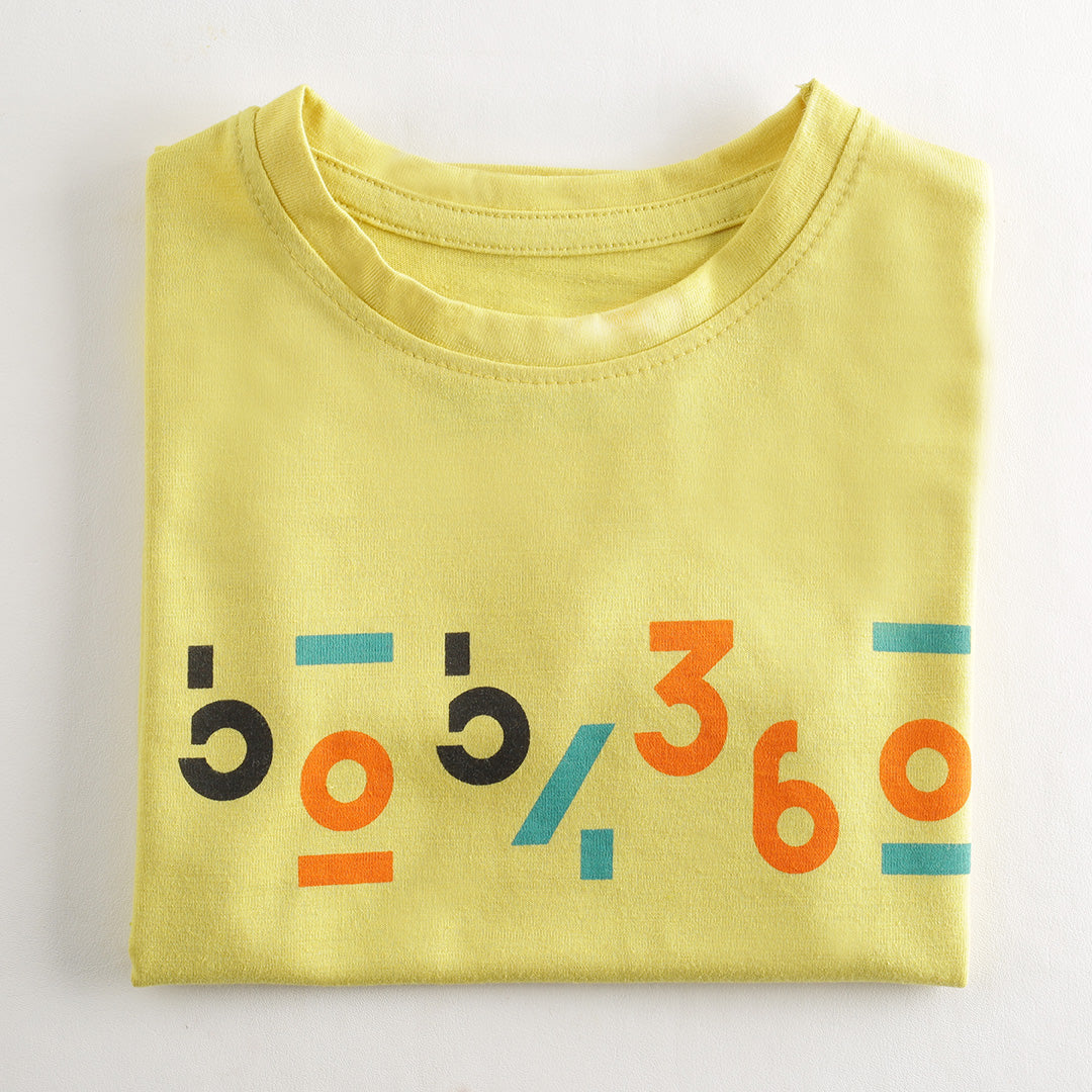 KID'S DUSTY YELLOW ABSTRACT BOB 360 PRINT T-SHIRT