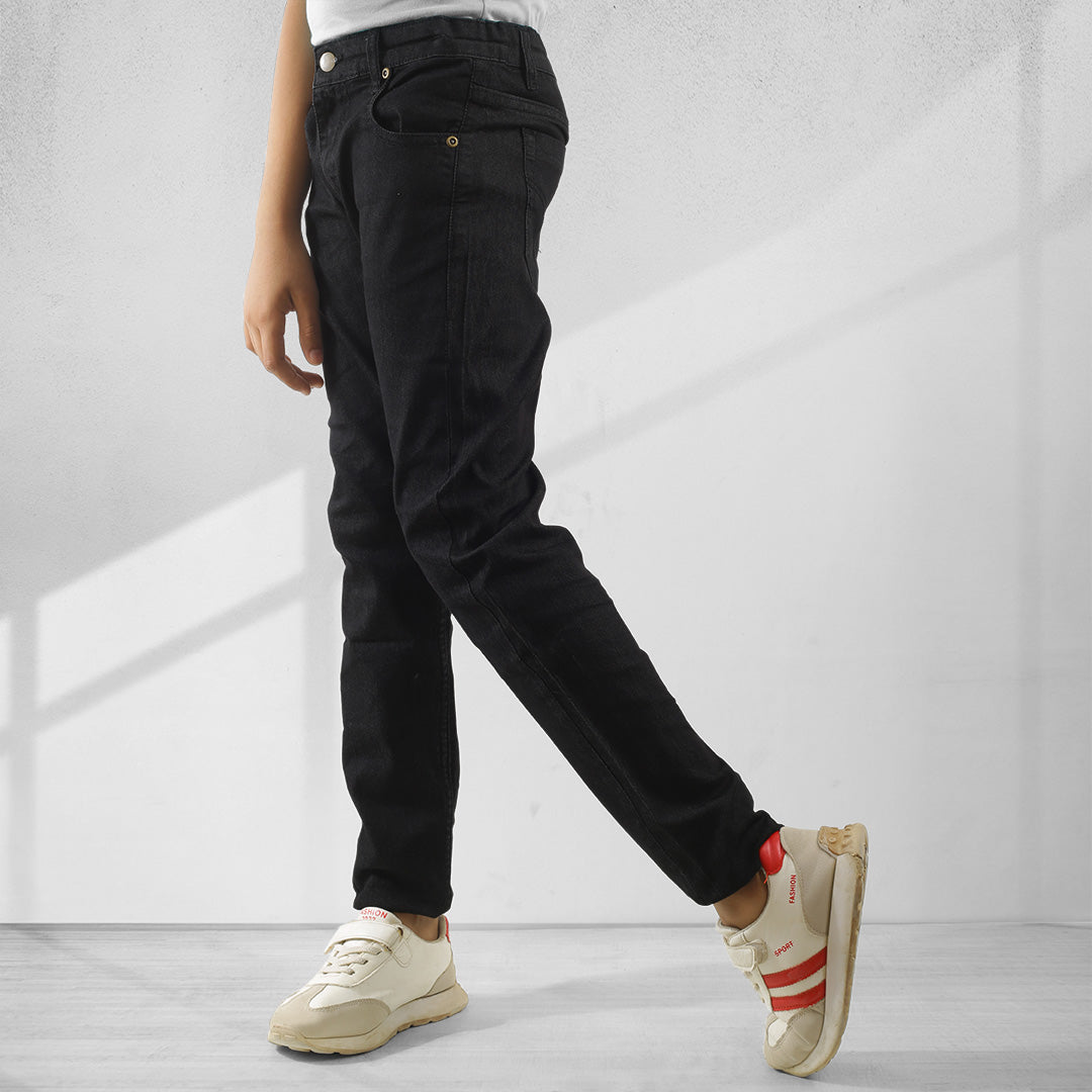 KID BOYS' JET BLACK DENIM PANTS