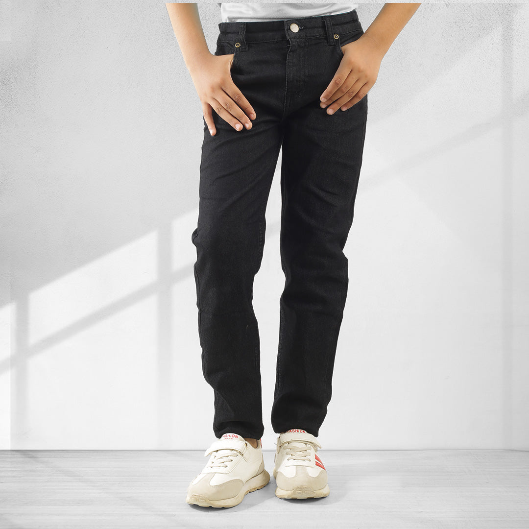 KID BOYS' JET BLACK DENIM PANTS