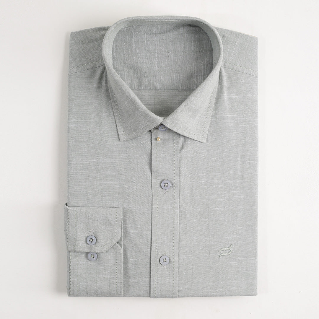 Men's Casual Shirt in Silver Grey - Cotton Fabric by FONA