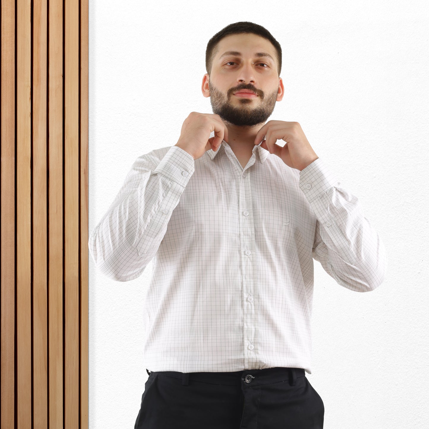 MEN'S CASUAL SHIRT IN WHITE SMALL CHECK