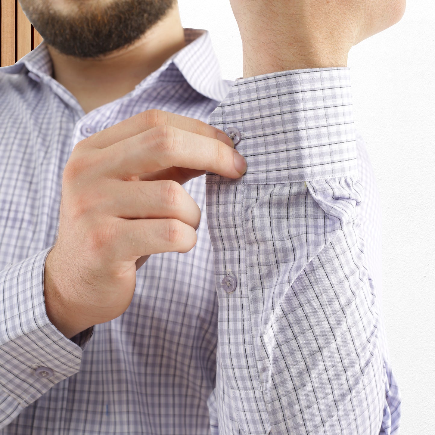 MEN'S CASUAL SHIRT IN WHITE/GREY SMALL CHECK