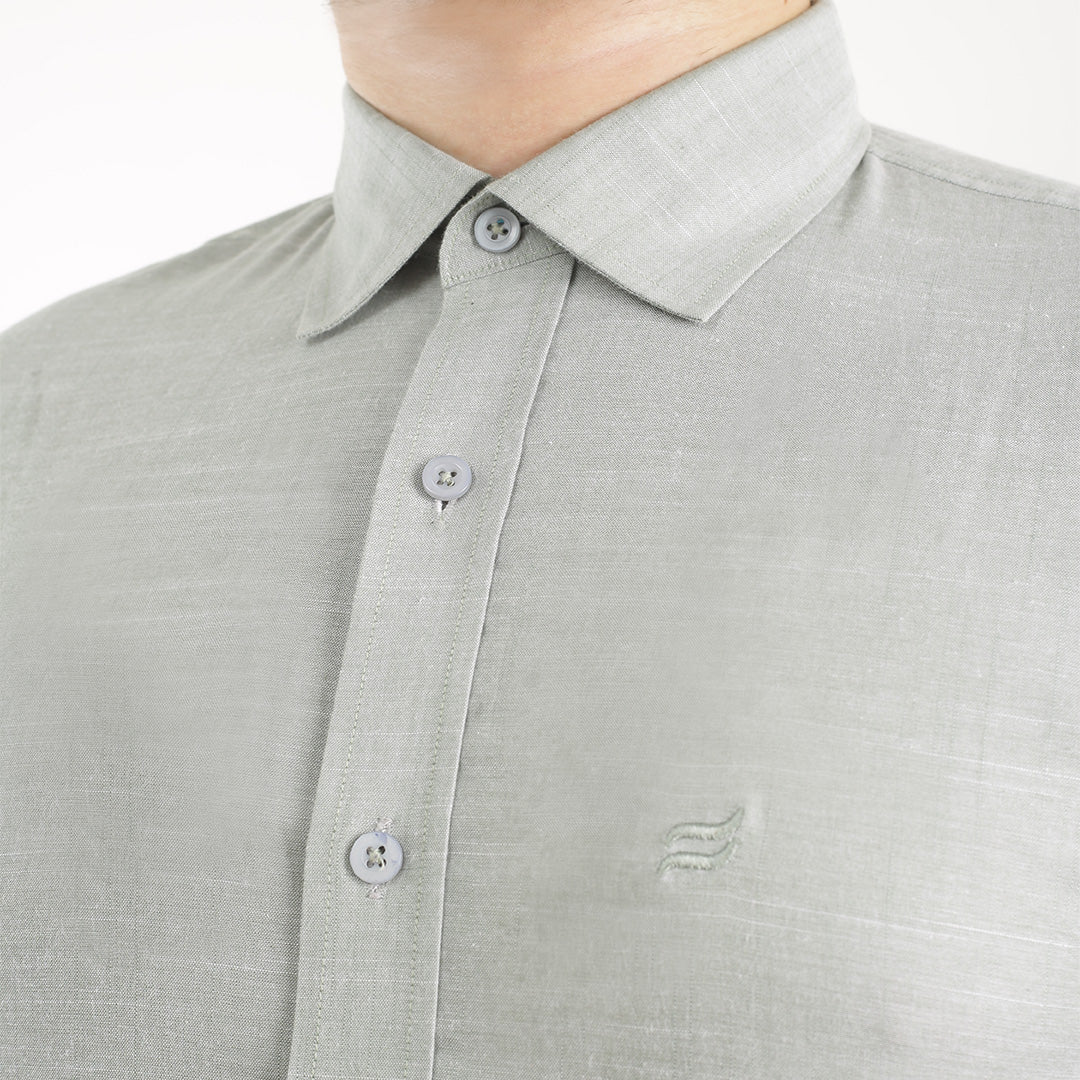 Men's Casual Shirt in Silver Grey - Cotton Fabric by FONA