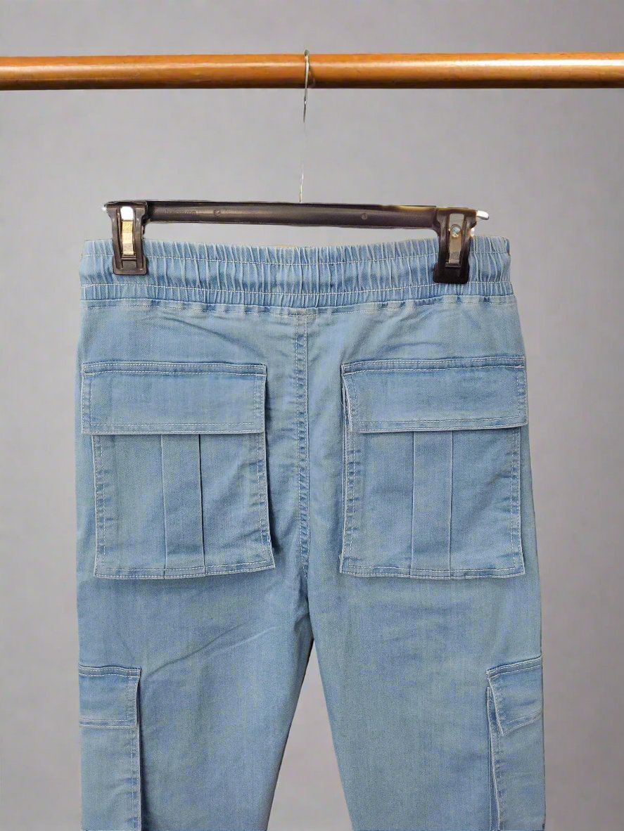 MEN'S LIGHT BLUE 6 POCKET DENIM JOGGER PANT