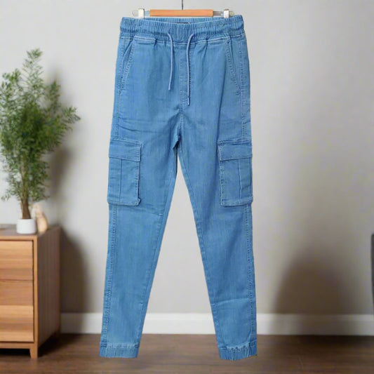 MEN'S MEDIUM BLUE 6 POCKET DENIM JOGGER PANT