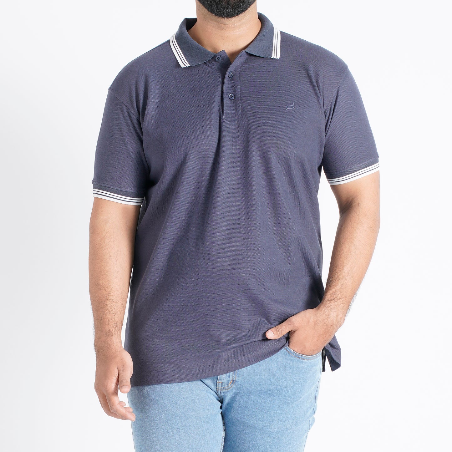 Men Polo T-Shirt Regular Fit Misty Blue - Embrace casual elegance in a cool and versatile misty blue hue.