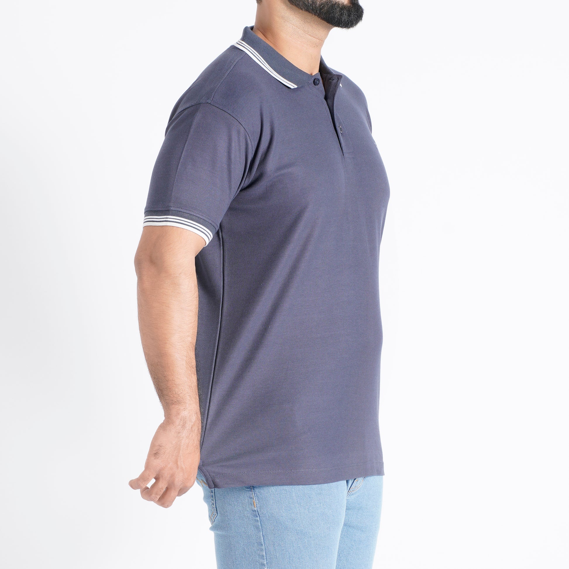 Men Polo T-Shirt Regular Fit Misty Blue - Embrace casual elegance in a cool and versatile misty blue hue.