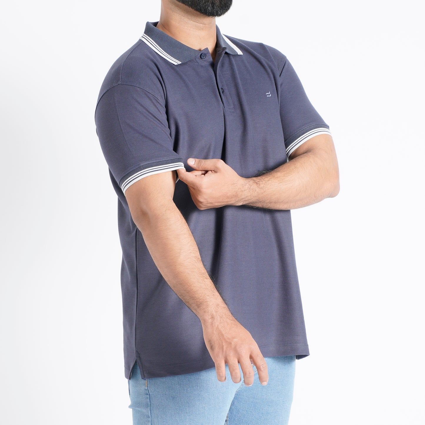 Men Polo T-Shirt Regular Fit Misty Blue - Embrace casual elegance in a cool and versatile misty blue hue.