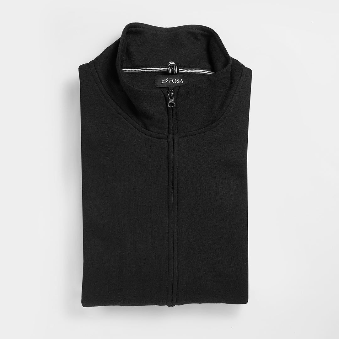 Hoodies Men: Black Zipper Mock Neck - Stylish Men's Clothing - Premium Hoodies Pakistan