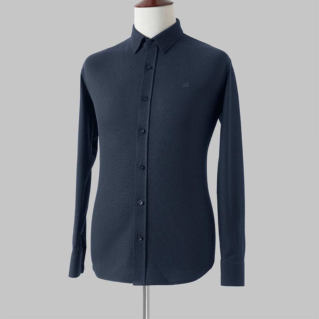 TAB COLLAR MEN'S BUTTON-UP SHIRT NAVY BLUE