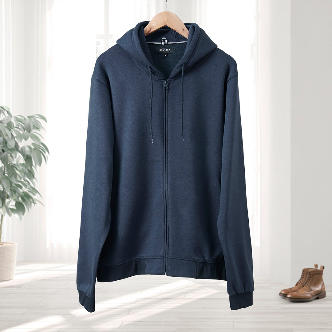 Hoodies Men: Navy Zipper Hoodie - Cozy Men's Fashion - Affordable Hoodies Online