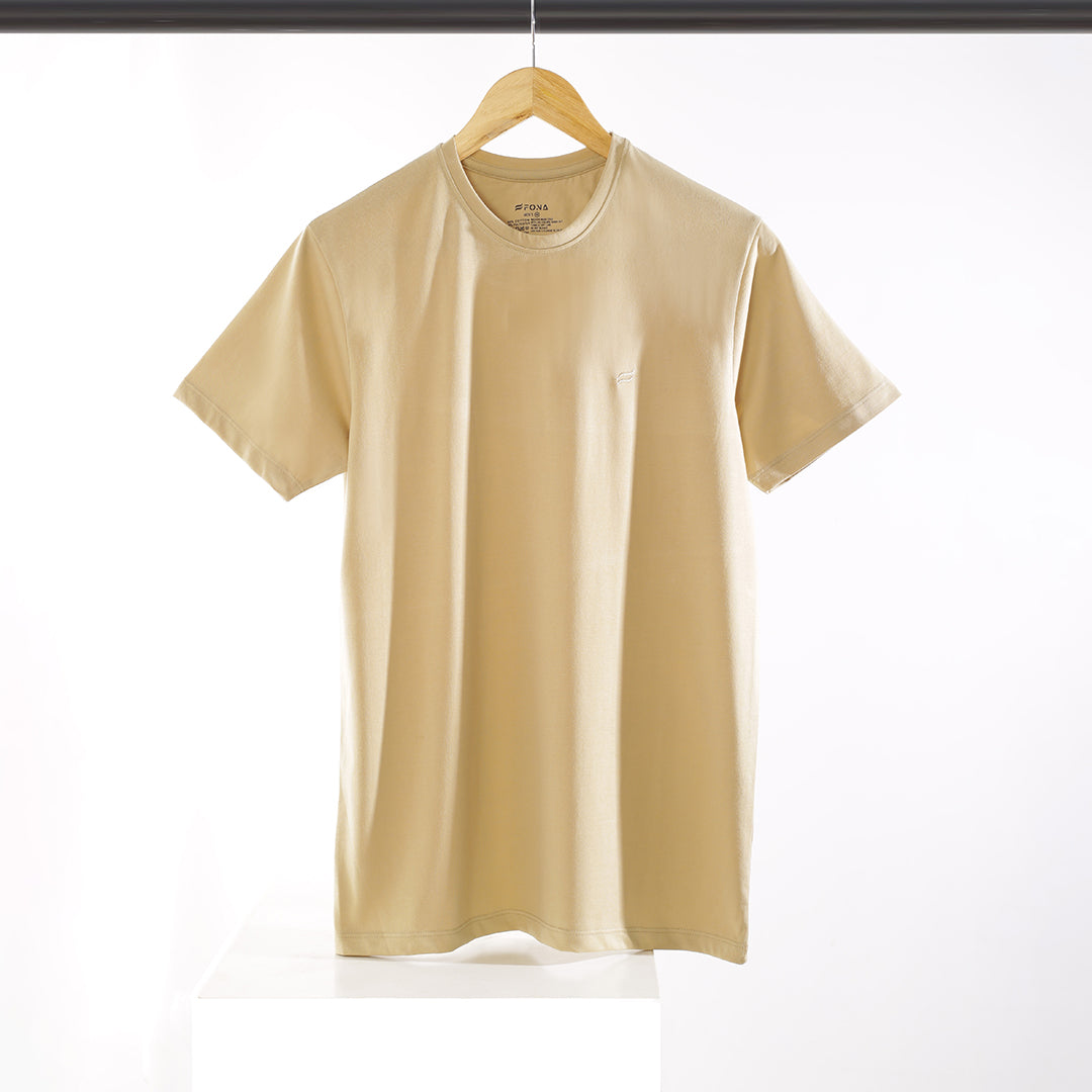 MEN CLASSIC ROUND NECK T-SHIRT BEIGE