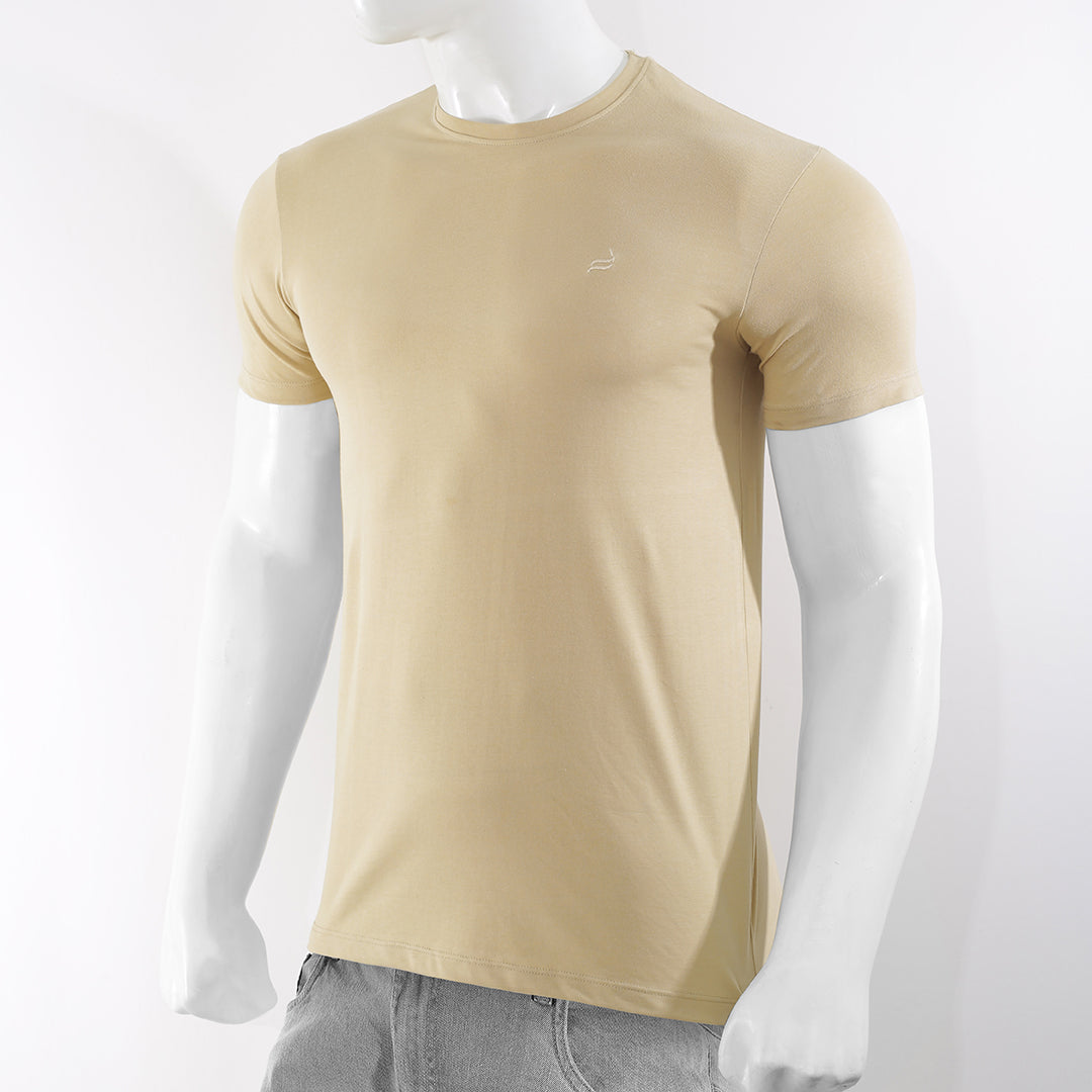 MEN CLASSIC ROUND NECK T-SHIRT BEIGE