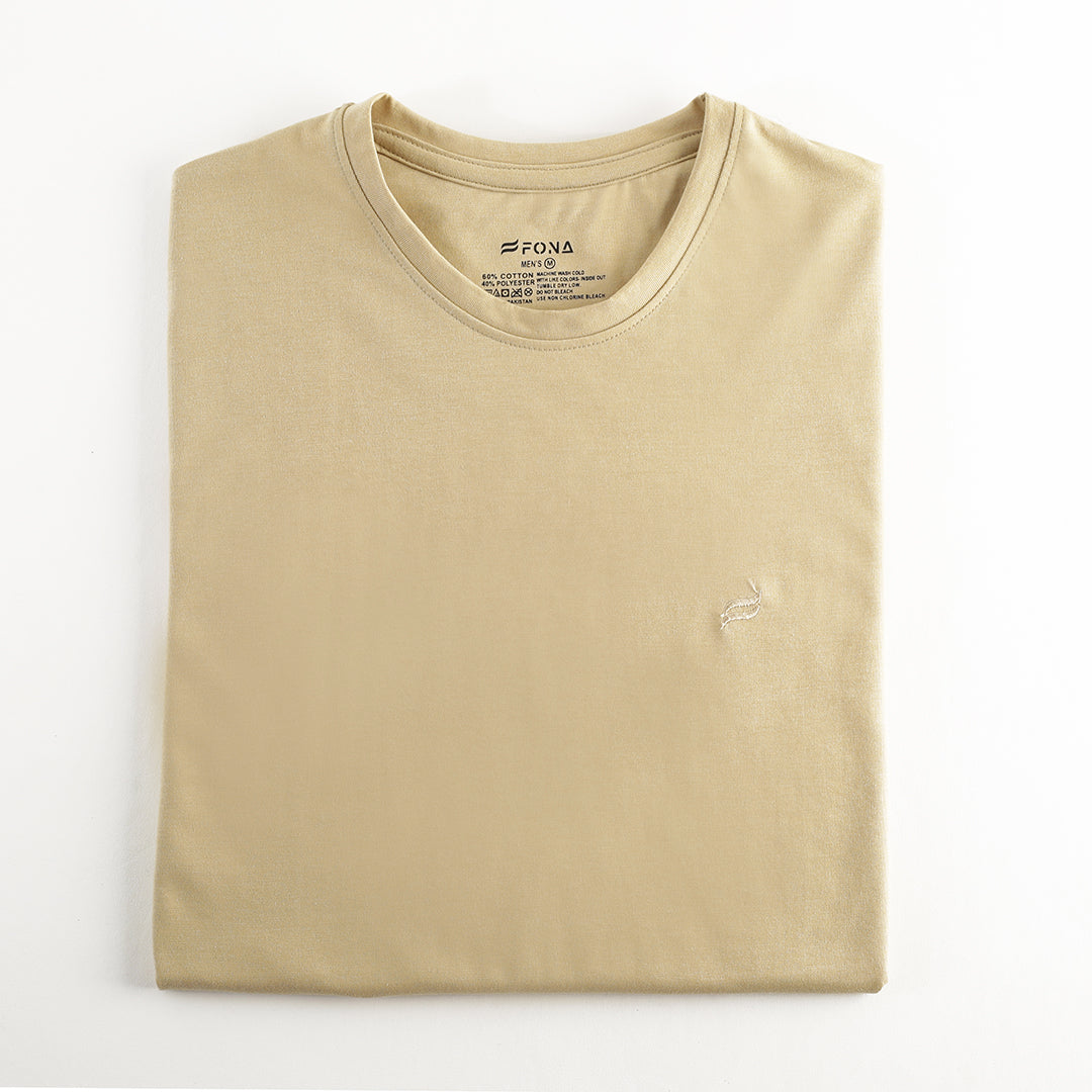 MEN CLASSIC ROUND NECK T-SHIRT BEIGE