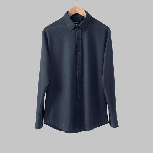 TAB COLLAR MEN'S BUTTON-UP SHIRT NAVY BLUE