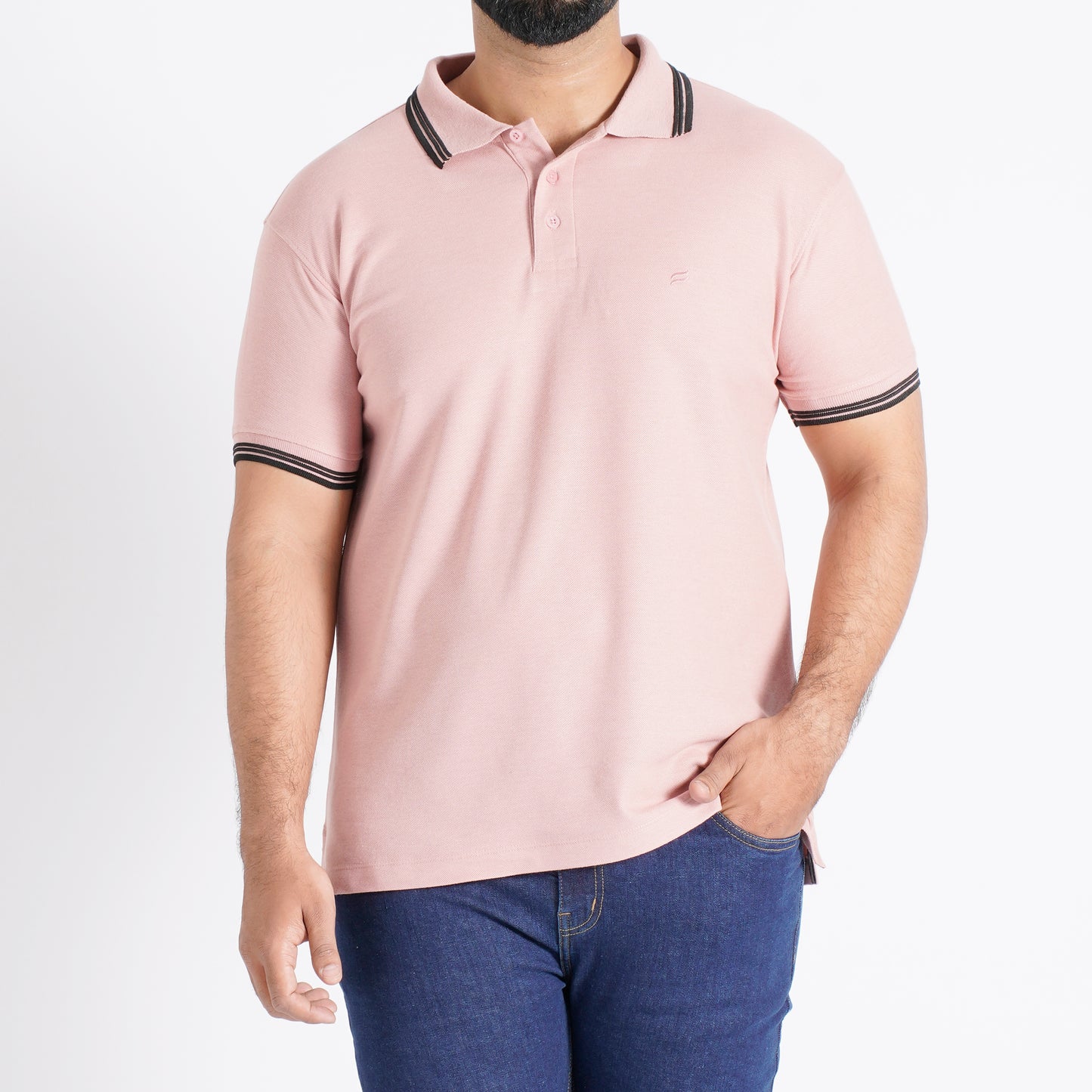 Men Polo T-Shirt Regular Fit Dusty Pink - Subtle and trendy, perfect for casual elegance.