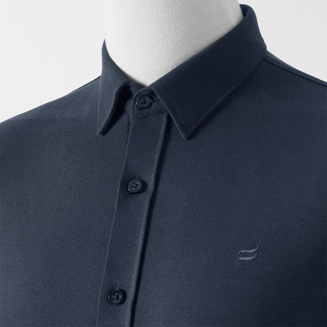 TAB COLLAR MEN'S BUTTON-UP SHIRT NAVY BLUE