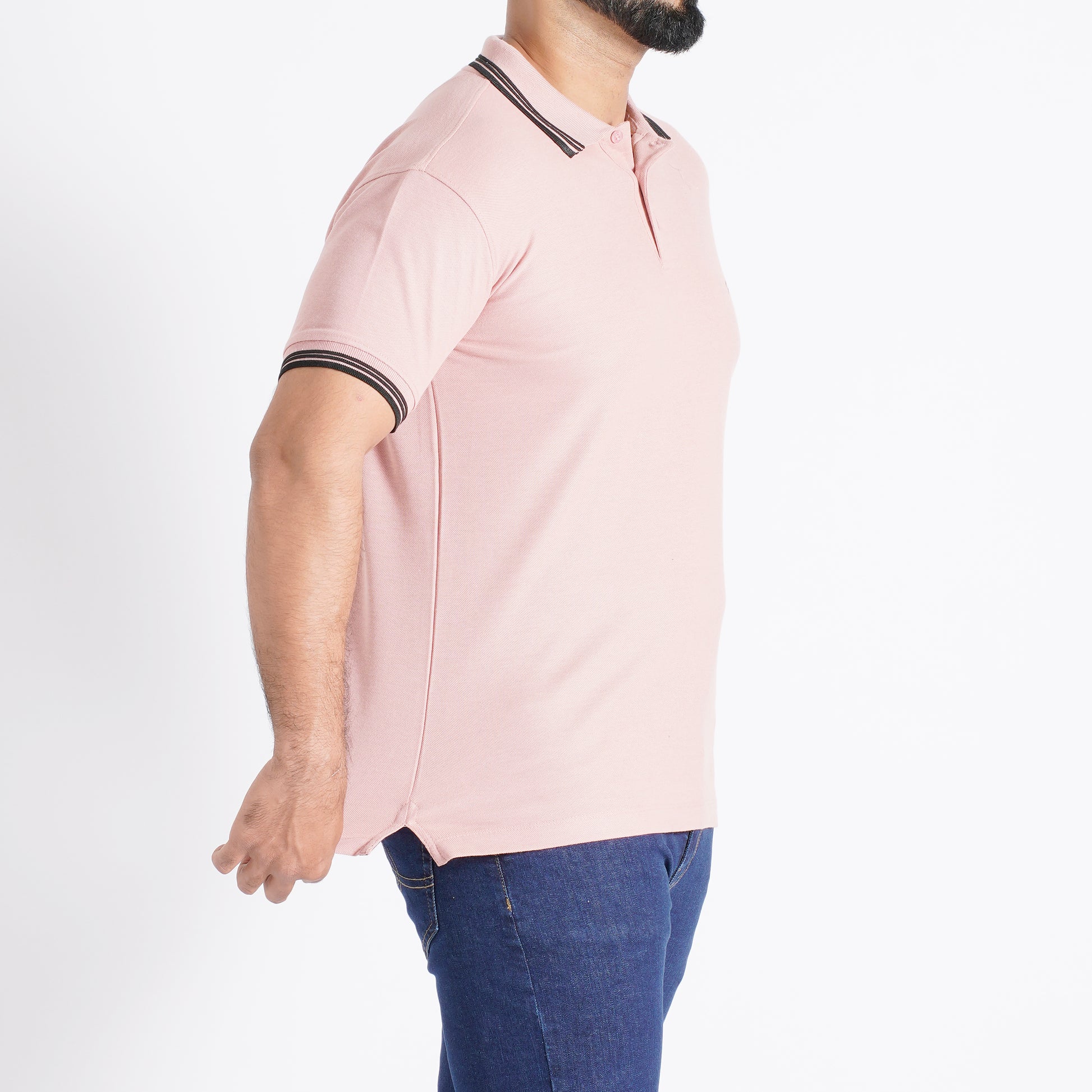 Men Polo T-Shirt Regular Fit Dusty Pink - Subtle and trendy, perfect for casual elegance.