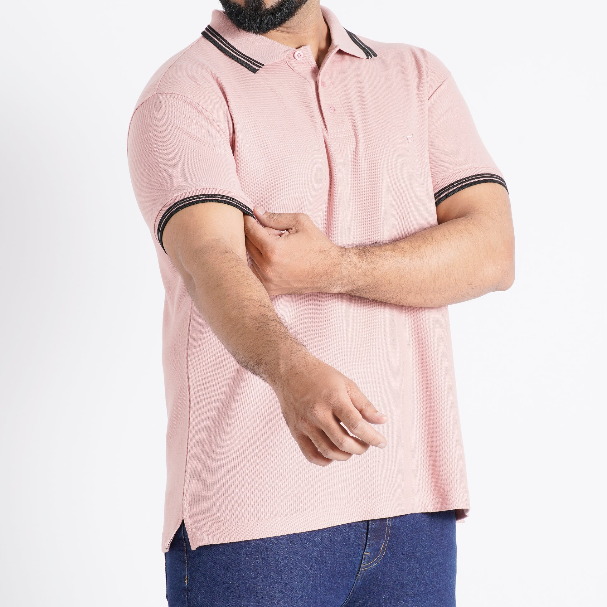 Men Polo T-Shirt Regular Fit Dusty Pink - Subtle and trendy, perfect for casual elegance.