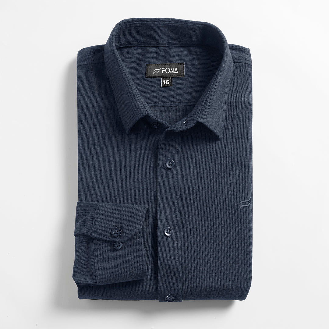 TAB COLLAR MEN'S BUTTON-UP SHIRT NAVY BLUE