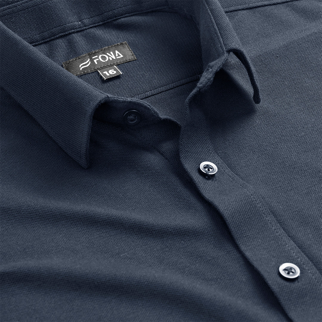 TAB COLLAR MEN'S BUTTON-UP SHIRT NAVY BLUE – Fona Apparel Store