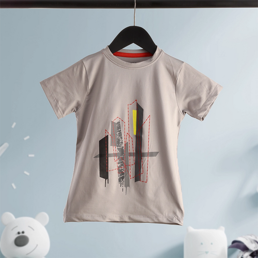 DRY FIT ABSTRACT ART KID T-SHIRT - GREY