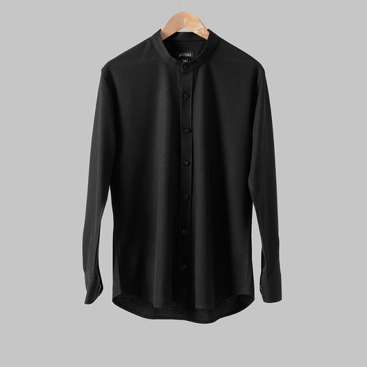 Ben Collar Men's Button-Up Shirt - Timeless Elegance for Formal Wear - Breathable Knitted Textured Fabric - Shop Now!