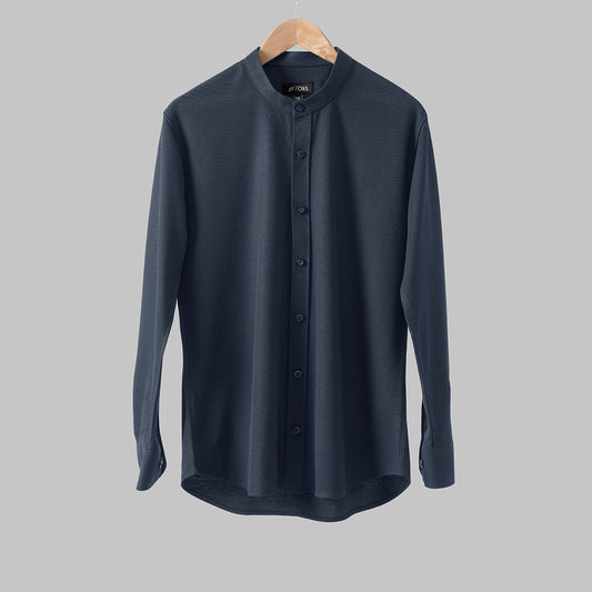 Ben Collar Men's Button-Up Shirt - Timeless Elegance for Formal Wear - Breathable Knitted Textured Fabric - Shop Now!