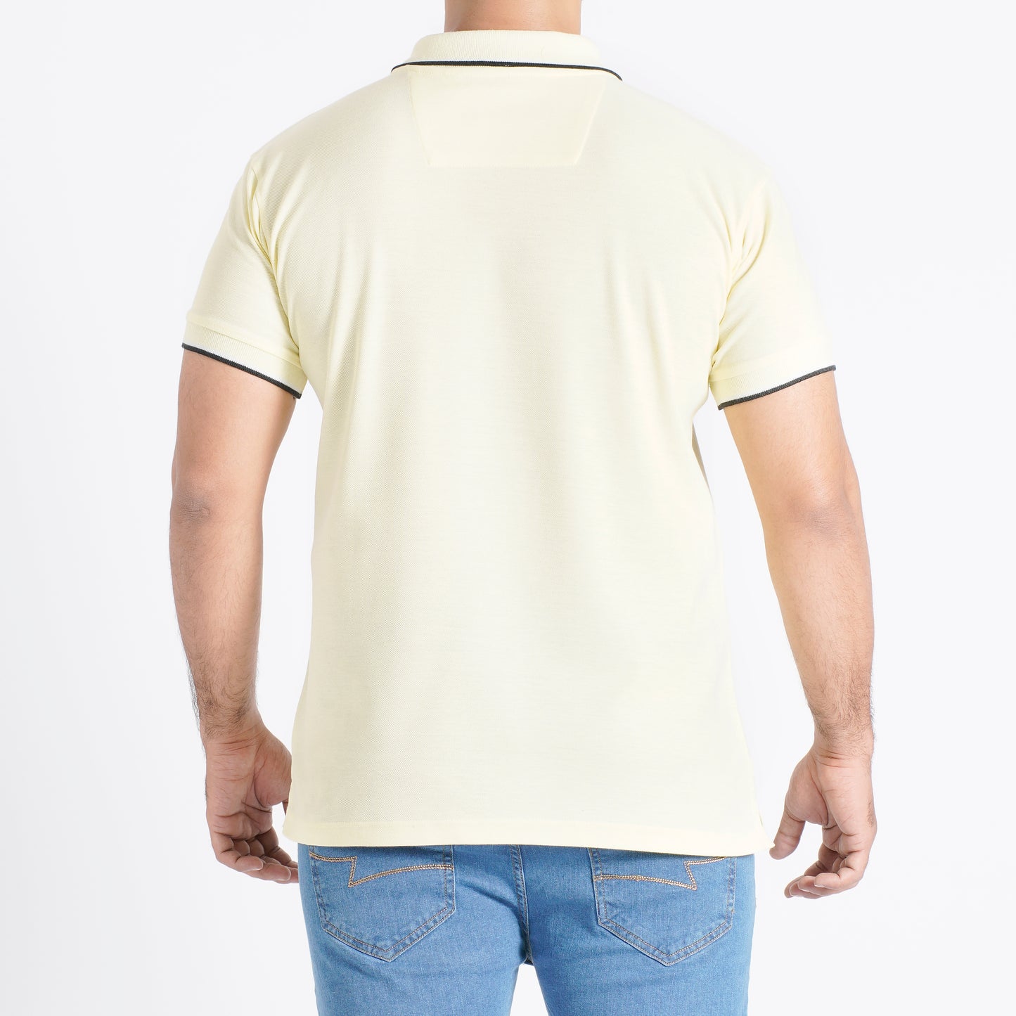 Men Polo T-Shirt Regular Fit Pale Yellow - A cheerful and comfortable choice for a stylish statement.