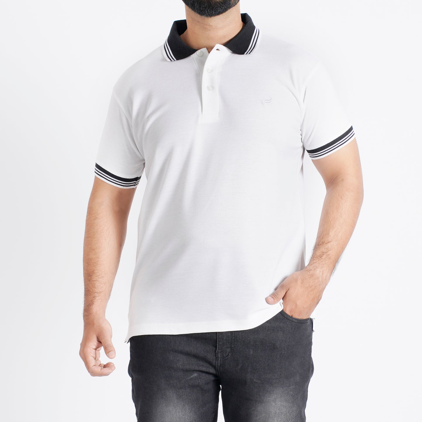 Men Polo T-Shirt Regular Fit White - Classic and versatile for a clean and sophisticated style.