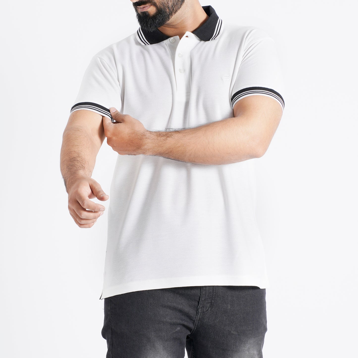 Men Polo T-Shirt Regular Fit White - Classic and versatile for a clean and sophisticated style.