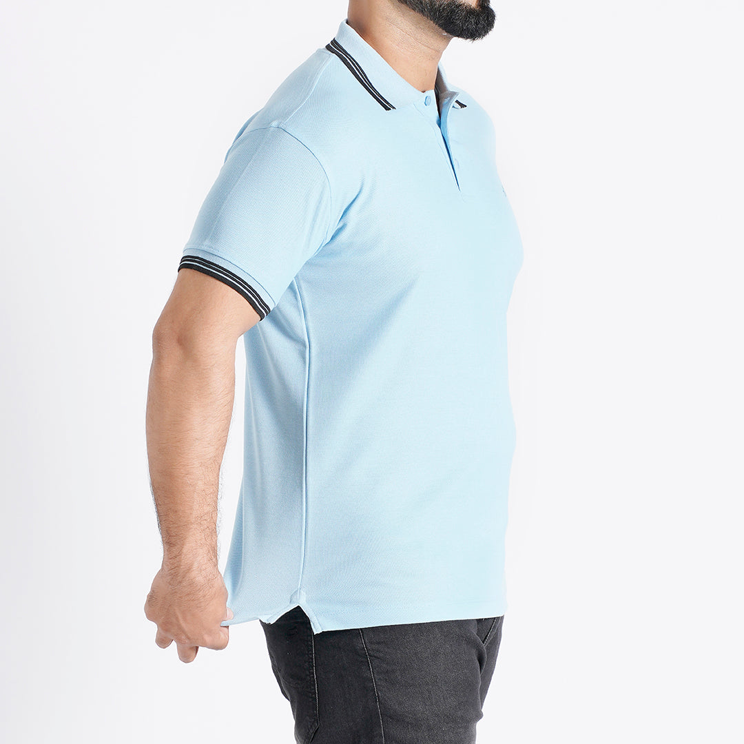 Men Polo T-Shirt Regular Fit Sky Blue - Effortless style in a cool and soothing sky blue hue.