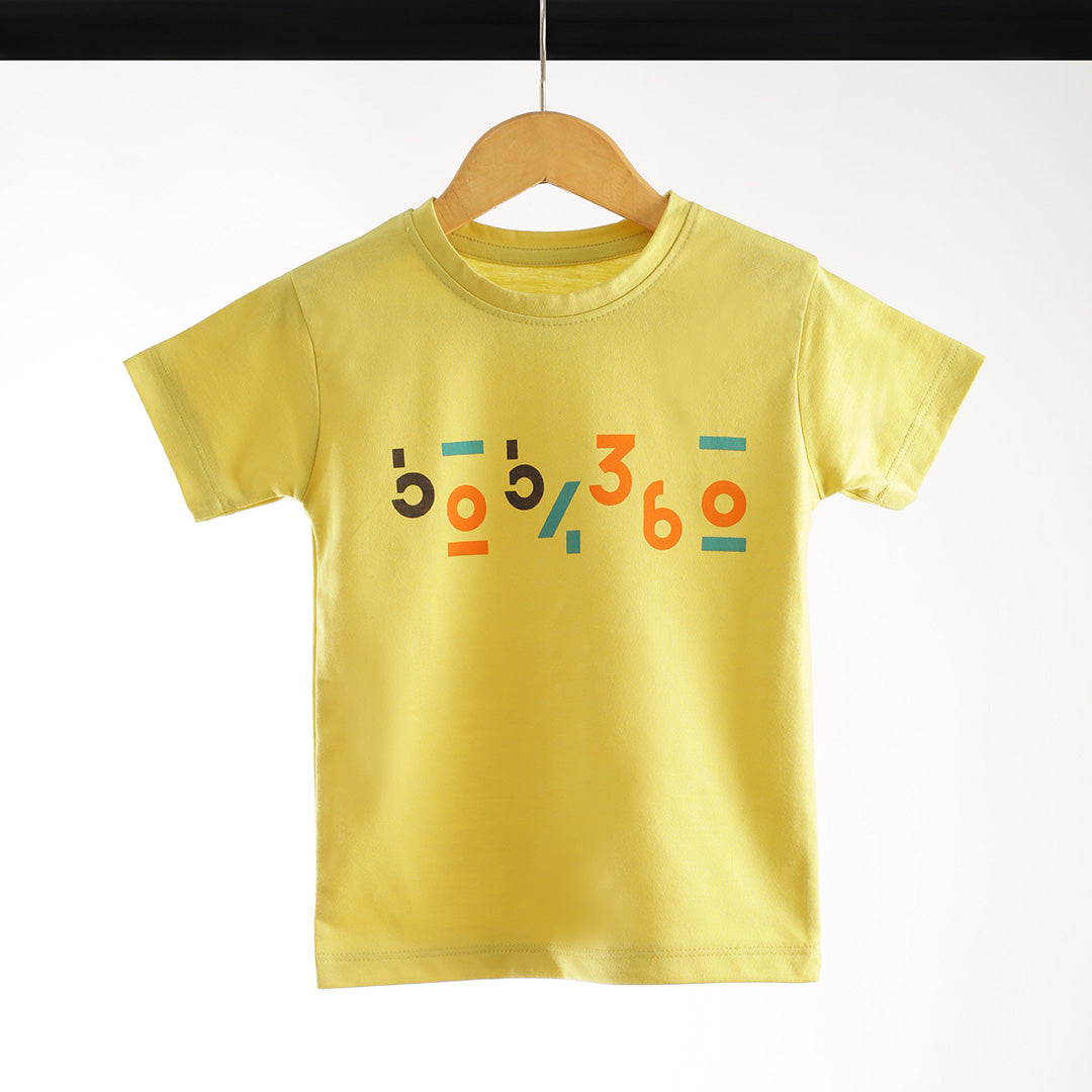 KID'S DUSTY YELLOW ABSTRACT BOB 360 PRINT T-SHIRT