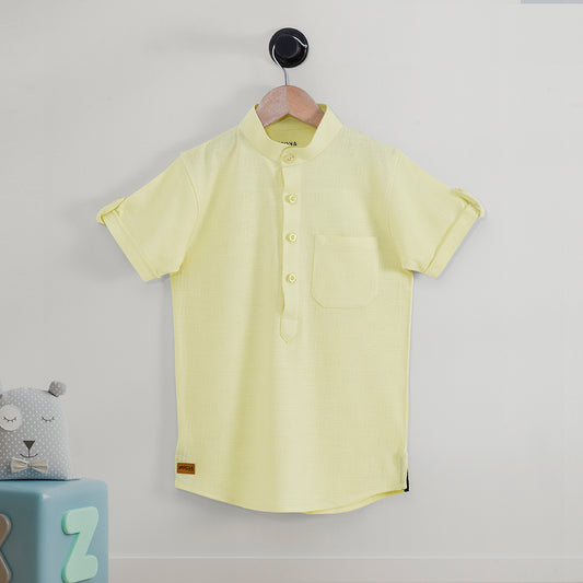 KIDS TENDAR YELLOW HENLEY KURTI HALF SLEEVE