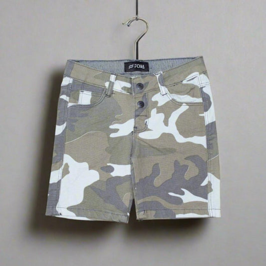 KIDS BEIGE COLOR CAMOUFLAGE SHORT