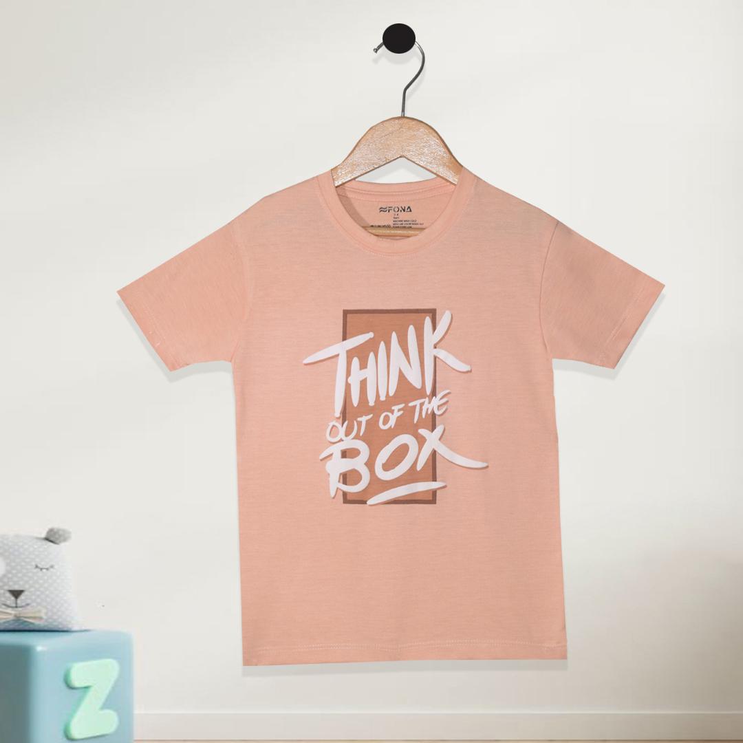 THINK OUT OF BOX KID'S PRINTED T-SHIRT -PINK