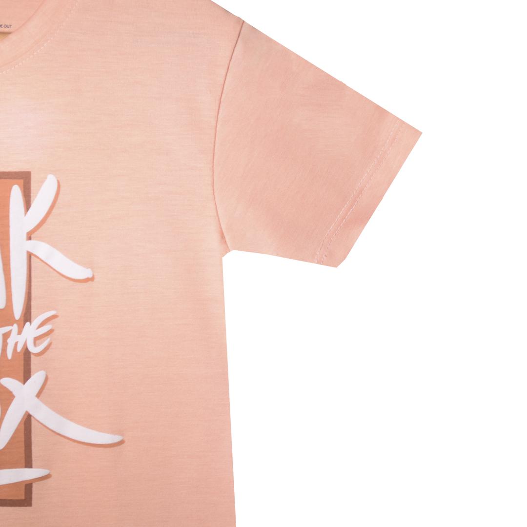 THINK OUT OF BOX KID'S PRINTED T-SHIRT -PINK