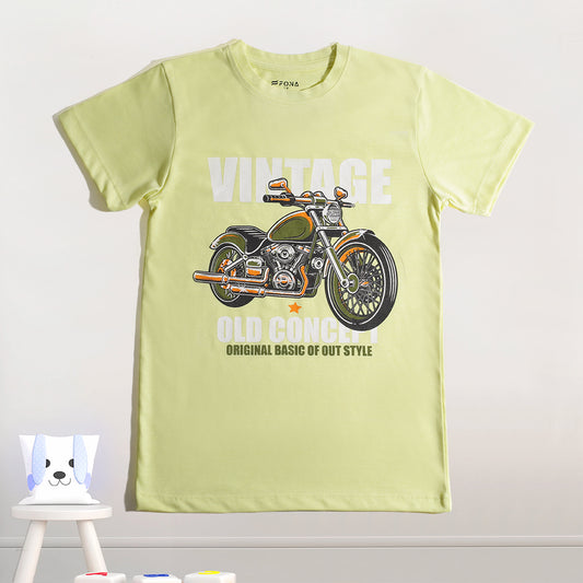 KID'S CHIC LIME VINTAGE BIKER PRINT T-SHIRT