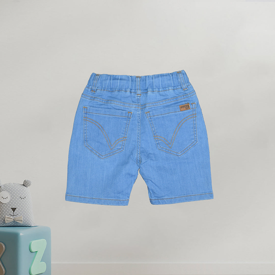 KIDS SKY BLUE COLOR SPLASH DENIM SHORT