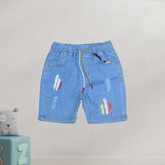 KIDS SKY BLUE COLOR SPLASH DENIM SHORT