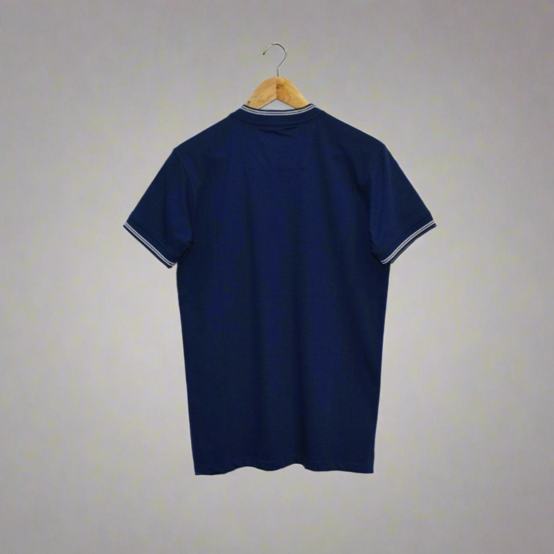 MEN BLUE DEPTH HENLEY T-SHIRT