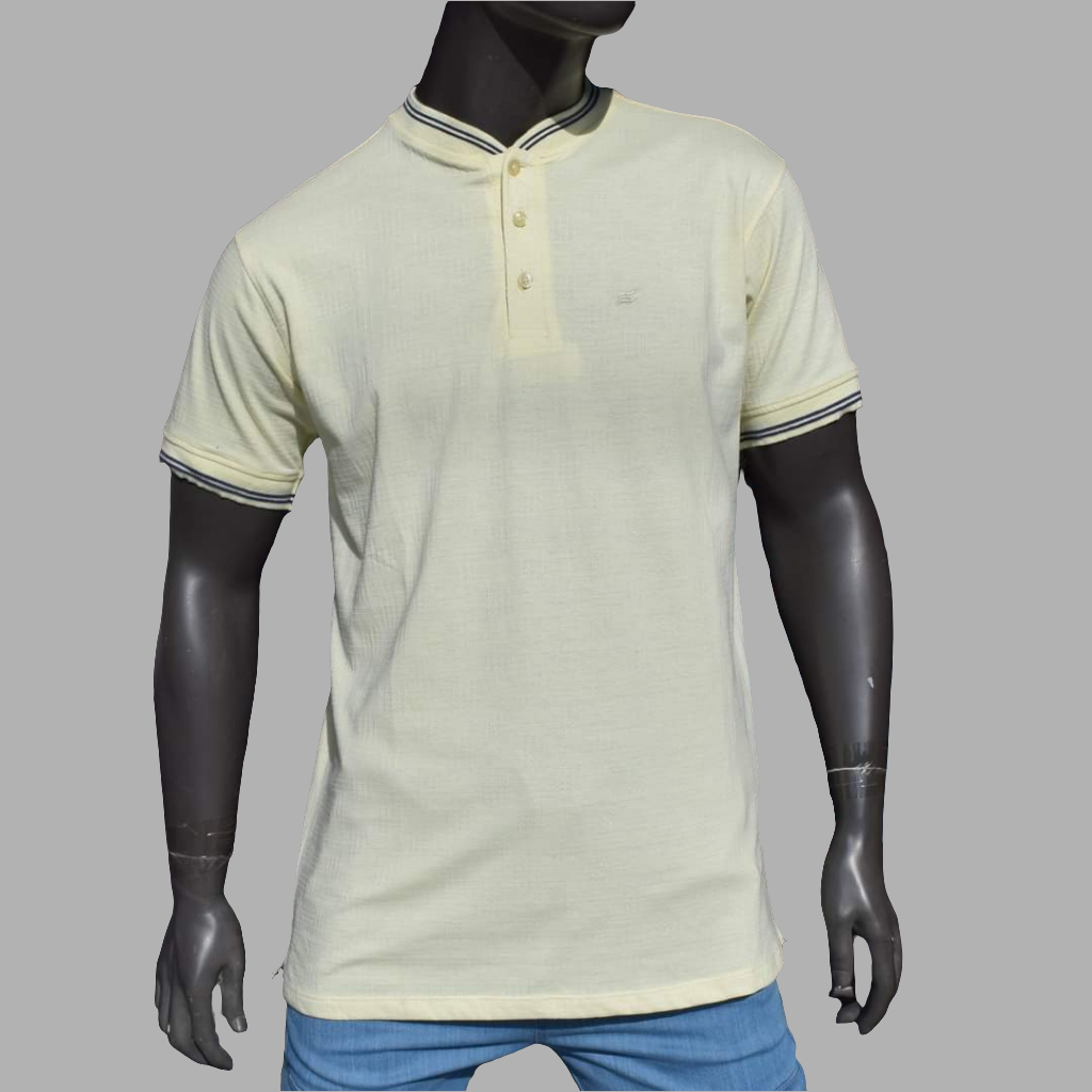 MEN TENDER YELLOW HENLEY T-SHIRT